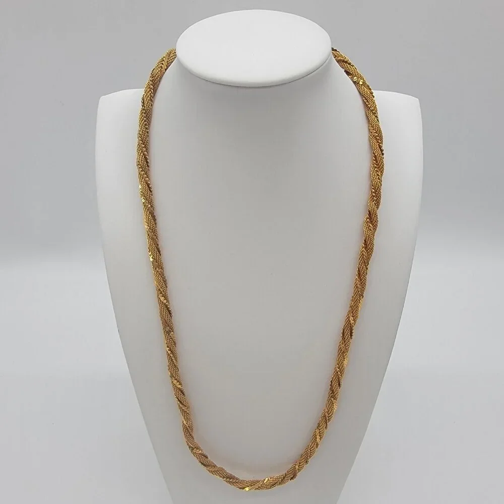 Vintage‎ Twist Necklace Yellow Gold Tone 22 in.